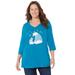 Plus Size Women's Wit & Whimsy Tees by Catherines in Deep Teal Polar Bear (Size 0X)