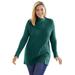 Plus Size Women's Button-Neck Waffle Knit Sweater by Woman Within in Emerald Green (Size 3X) Pullover