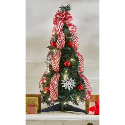 Fully Decorated Pre-Lit 2' Pop-Up Tabletop Christmas Tree by BrylaneHome in Red White