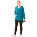 Plus Size Women's Teddy Fleece Hoodie with Two-Point Hem by Catherines in Deep Teal (Size 0X)