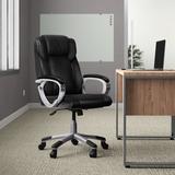 Upper Square™ Kalman Mid-Back LeatherSoft Executive Swivel Office Chair w/ Padded Arms Upholstered in Gray/Black | 44 H x 24.5 W x 27.5 D in | Wayfair