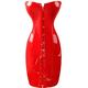 Corset Topsgothic Sexy Shiny Long Leather Wetlook Off Shoulder Bodycon Dress Pvc Latex Corset Dress-Red_M