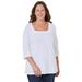 Plus Size Women's Ultra-Soft Square-Neck Tee by Catherines in White (Size 3X)
