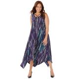 Plus Size Women's AnyWear Reversible Criss-Cross V-Neck Maxi Dress by Catherines in Rain Print (Size 3X)