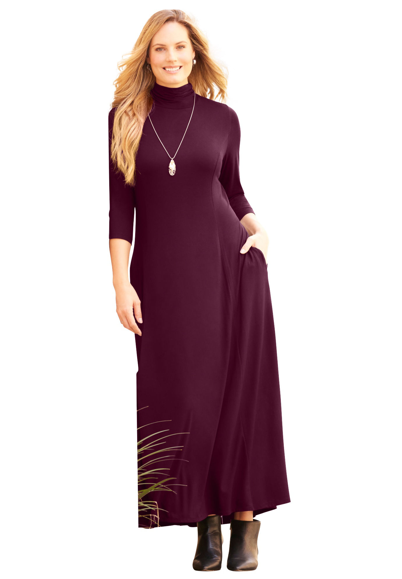 Plus Size Women's AnyWear Maxi Dress by Catherines in Midnight Berry (Size 1X)
