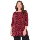 Plus Size Women's AnyWear Tunic by Catherines in Red Black Floral (Size 5X)