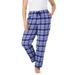 Plus Size Women's Cotton Flannel Pants by Dreams & Co. in Evening Blue Plaid (Size 30/32) Pajama Bottoms