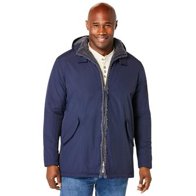 Men's Big & Tall Sherpa-Lined Parka by KingSize in Navy (Size 5XL)