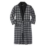 Men's Big & Tall Jersey-Lined Flannel Robe by KingSize in Black Plaid (Size M/L)