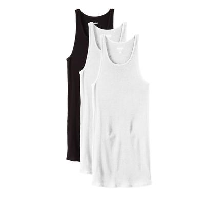 Men's Big & Tall Ribbed Cotton Tank Undershirt, 3-Pack by KingSize in Assorted Black White (Size 8XL)