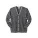 Men's Big & Tall Shaker Knit V-Neck Cardigan Sweater by KingSize in Black Marl (Size 8XL)