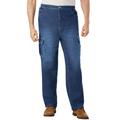 Men's Big & Tall Relaxed Fit Cargo Denim Look Sweatpants by KingSize in Stonewash (Size 6XL) Jeans