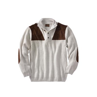 Men's Big & Tall Boulder Creek™ Patch Sweater with Mock Neck by Boulder Creek in Stone (Size 8XL)