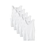 Men's Big & Tall Ribbed Cotton Tank Undershirt 5-pack by KingSize in White (Size 8XL)