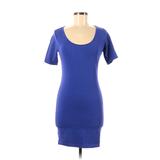 Forever 21 Cocktail Dress - Mini Scoop Neck Short Sleeve: Blue Solid Dresses - Women's Size Medium