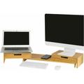 Sobuy - Support Ordinateur Portable ou écran tv Réhausseur d'écran en Bambou avec Longueur et Angle