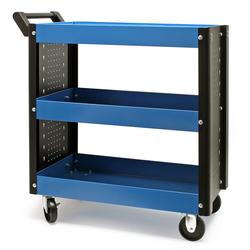 Servante d'atelier 3 Niveaux Poignée Roues plastique Frein Étagère Rangement Bord surélevé Chariot