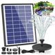 AISITIN 6.5W Solar Fountain Pump with1500mAh Battery Solar Water Pump Floating Fountain, 6 Nozzles, for Bird Bath, Fish Tank, Pond or Garden Decoration