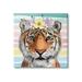 Stupell Industries 50_Jungle Tiger Chic Purple Yellow Floral Crown Stripes Stretched Canvas Wall Art By ND Art, in Green/Orange | Wayfair