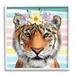 Stupell Industries 50_Jungle Tiger Chic Purple Yellow Floral Crown Stripes Stretched Canvas Wall Art By ND Art in Brown | Wayfair ai-793_wfr_17x17