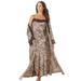 Plus Size Women's The Luxe Satin Long Peignoir Set by Amoureuse in Leopard (Size 3X) Pajamas