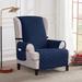 Eider & Ivory™ Micros Reversible Non-Slip T-Cushion Wingback Slipcover, Microfiber in Blue | 76 H x 72 W x 19 D in | Wayfair