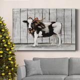 The Holiday Aisle® Barn Festivities IV Premium Gallery Wrapped Canvas - Ready To Hang Canvas, in Black/Blue/Green | 27 H x 18 W x 1 D in | Wayfair