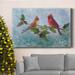 The Holiday Aisle® Winter Cardinal Duet II Premium Gallery Wrapped Canvas - Ready To Hang Canvas, Solid Wood in Blue | 12 H x 8 W x 1 D in | Wayfair