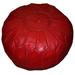 Dakota Fields Handmade Moroccan Leather Round Pouf Ottoman Large Aviles in Red/Brown | 17 H x 22 W x 22 D in | Wayfair