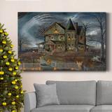 The Holiday Aisle® Haunted House Premium Gallery Wrapped Canvas - Ready To Hang Canvas, Solid Wood in White | 36 H x 24 W x 1 D in | Wayfair