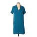 Naked Zebra Casual Dress - Shift: Blue Solid Dresses - Women's Size Small