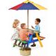 Table de Pique-Nique Coloree, Table de Jardin en Bois pour Enfants avec Parasol en 3 Couleurs H140