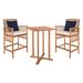 World Menagerie Kirsta Square 2-Person 27.5" Long Bar Height Outdoor Dining Set w/ Cushions Wood in Brown | Wayfair WRMG2443 42212739