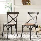 August Grove® Ladores Cross Back Side Chair Wood/Wicker/Rattan in Gray | 35 H x 21.5 D in | Wayfair 4280134B2E864A1D81080BDE8DF6F73F