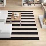 Black/White 96 x 0.2 in Area Rug - Sand & Stable™ Ledbury Striped Beige/Black Indoor/Outdoor Area Rug | 96 W x 0.2 D in | Wayfair