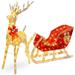 The Holiday Aisle® Reindeer Sleigh Yard Lighted Display in Yellow | 48 H x 70 W x 15 D in | Wayfair 347160B8BD364BB5BD0D1E61D412540E