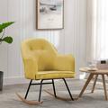 Sedia a Dondolo in Velluto Poltrona Relax Design Moderno vari colori colore : Giallo senape