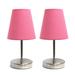 Simple Designs Sand Nickel Mini Basic Table Lamp with Fabric Shade