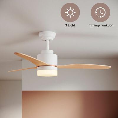 Deckenventilator mit Beleuchtung Fernbedienung 119cm Licht led Weiß 3 Flügel - Sonni Image