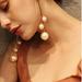Free People Jewelry | Drop Pearl Dangle Earrings | Color: Gold | Size: Os