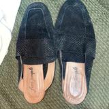 Free People Shoes | Free People Suede Snake Slides | Color: Black | Size: 6