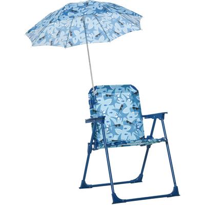Kinder-Campingstuhl mit Sonnenschirm Strandstuhl klappbar für 1-3 Jahre Brau - Blau - Outsunny