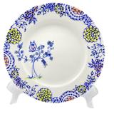 Anthropologie Dining | Anthropologie White Blue Yellow Floral With Owl Salad Lunch Plate 8 Inch Japan | Color: Blue/White | Size: 8 Inch