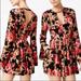 Free People Dresses | Free People Teagan Cut Put Dress Floral Pleated Babydoll 6 | Color: Black/Red | Size: 6