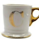 Anthropologie Dining | Anthropologie Monogram Mug Gold Letter C White Ceramic Gold Trim Coffee Tea Cup | Color: Gold/White | Size: Os