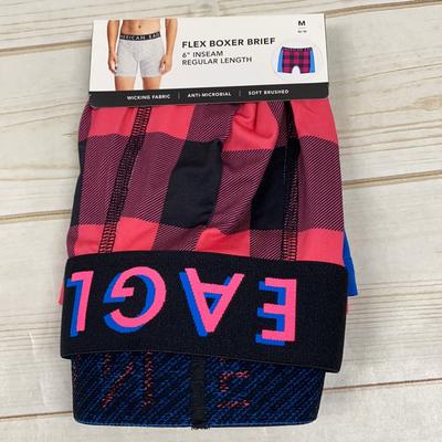 American Eagle Outfitters Underwear & Socks | American Eagle Flex Boxer Briefs Men’s Medium Pink Plaid New | Color: Blue/Pink | Size: M