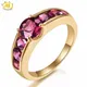 Bague en Grenat Rhodolite Naturel pour Femme 2.13 Carats Argent Massif 925 Plaqué Or Jaune