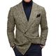 each women Mens Casual Blazer Men Vintage Checked Suit Jacket Brown Buttoned Suit Tuxedo Size 2XL