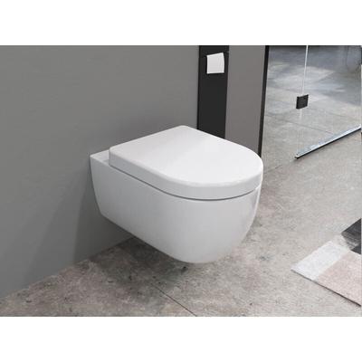 Aqua Bagno Spülrandlose Toilette Wand-WC Inkl. abnehmbaren Sitz mit Softclose Absenkautomatik 545 x