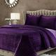 Tribeca Living Florence Velvet Oversized Solid Quilt Set, Purple, Queen